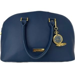 Joy & Iman top handle navy bag with pocket watch
